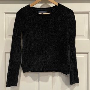 Aeropostale Black Chenille Cozy Textured Sweater Soft Plush Knit Minimalist